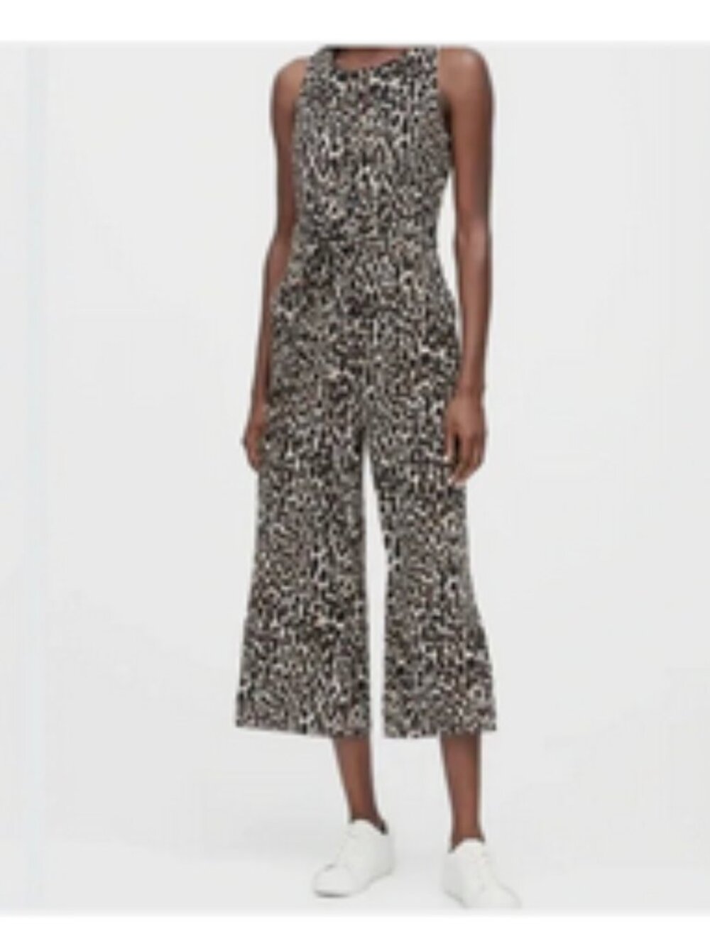 Banana Republic Animal Print Wide Leg Cropped Jumpsuit Size 12